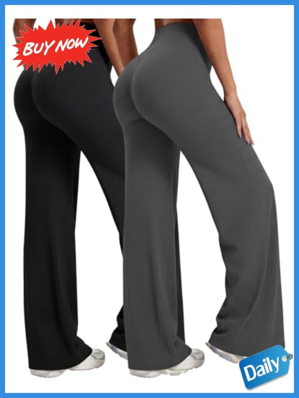2 Pack Women High Waist Wide Leg Leggings Seamless Yoga Gym Pants Stretch